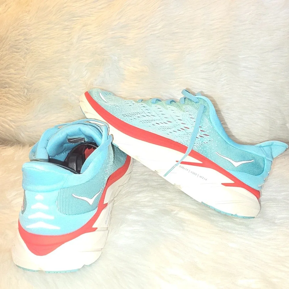 Women's Running Shoes HOKA Clifton 8 Blue Red Size 9.5B 1119394